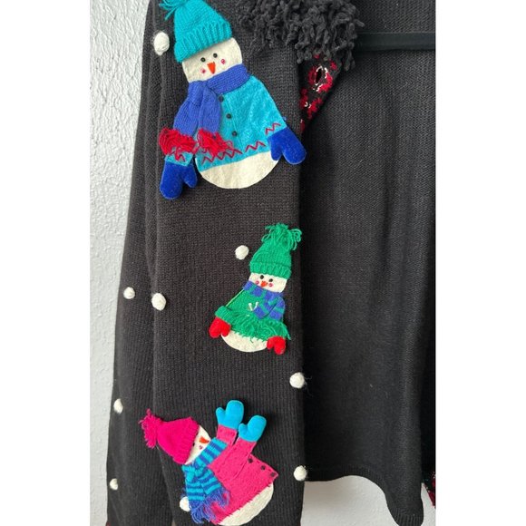 Karen Scott Women's Ugly Winter Snowmen Christmas Sweater Jacket Sz L - Picture 6 of 7